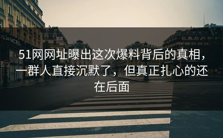 51网网址曝出这次爆料背后的真相，一群人直接沉默了，但真正扎心的还在后面