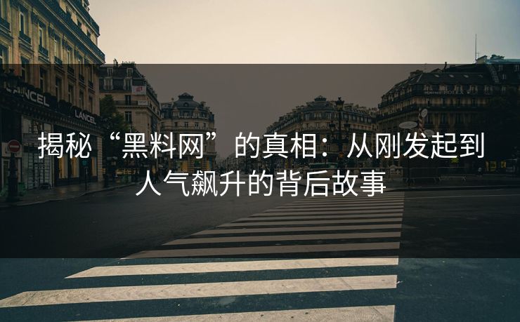 揭秘“黑料网”的真相:从刚发起到人气飙升的背后故事 揭秘“黑料网”的真相:从刚发起到人气飙升的背后故事